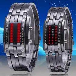 Relógio de pulso punk para casal, relógio digital luminoso com pulseira e data em aço de tungstênio, estiloso com 2021