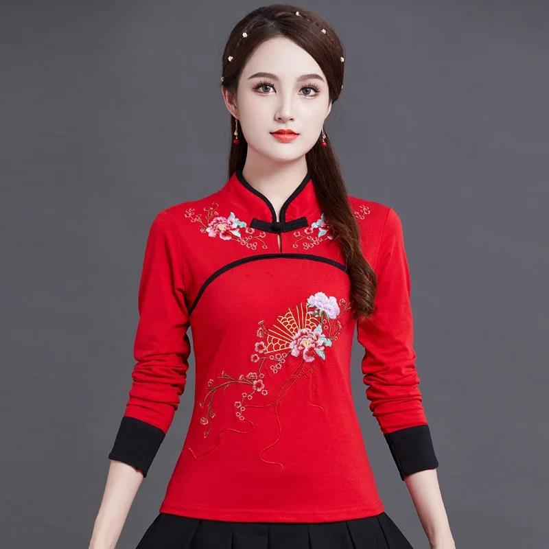 New elegant vintage Women Chinese Traditional Cotton Linen Blouse New Classic Shirt Tang Clothing Tops V1448