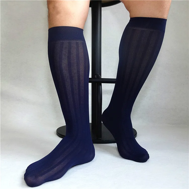 Tube Socks Men's Stocking Business Dress Stockings Sheer Socks Exotic Formal Wear Suit Men Sexy Transparent TNT Strip Socks