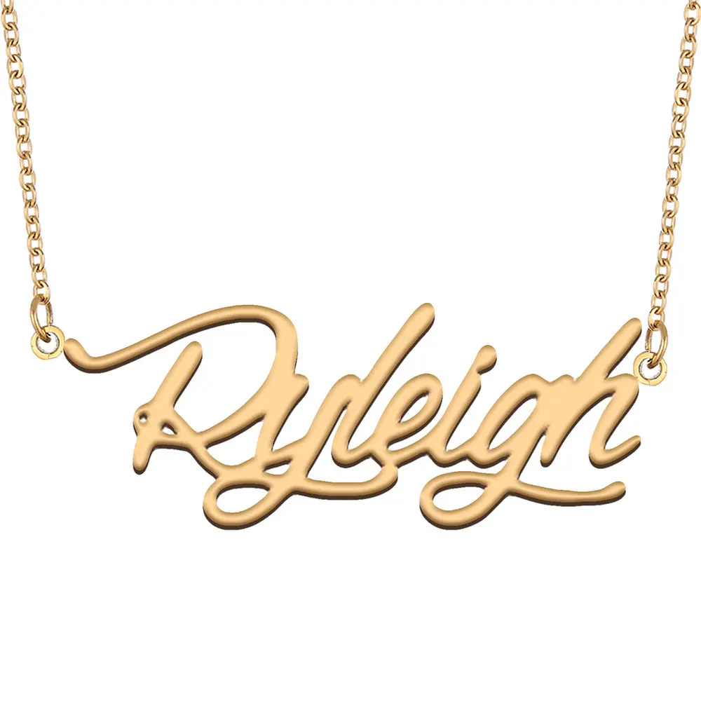 Ryleigh Name Necklace for Women Stainless Steel Jewelry Dainty Personalized Nameplate Pendant Femme Mother Friends Party Gift