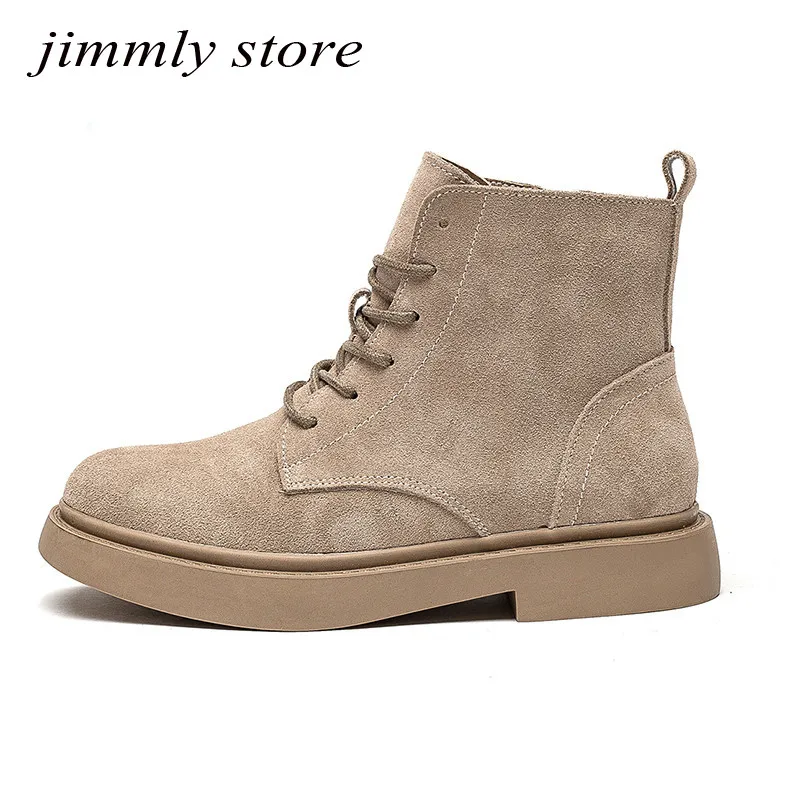Women Winter Fur Boots Cow Suede Motorcycle Short Boots Solid Desert Boots Female Shoes Women Ankle Boots for Women