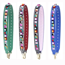 Platz Niet Schlangenleder Schwarz Blau Rosa Tasche Strap Hohe Qualität Leder Schulter Gurt Weibliche Tasche Griffe Strap Multicolor Niet