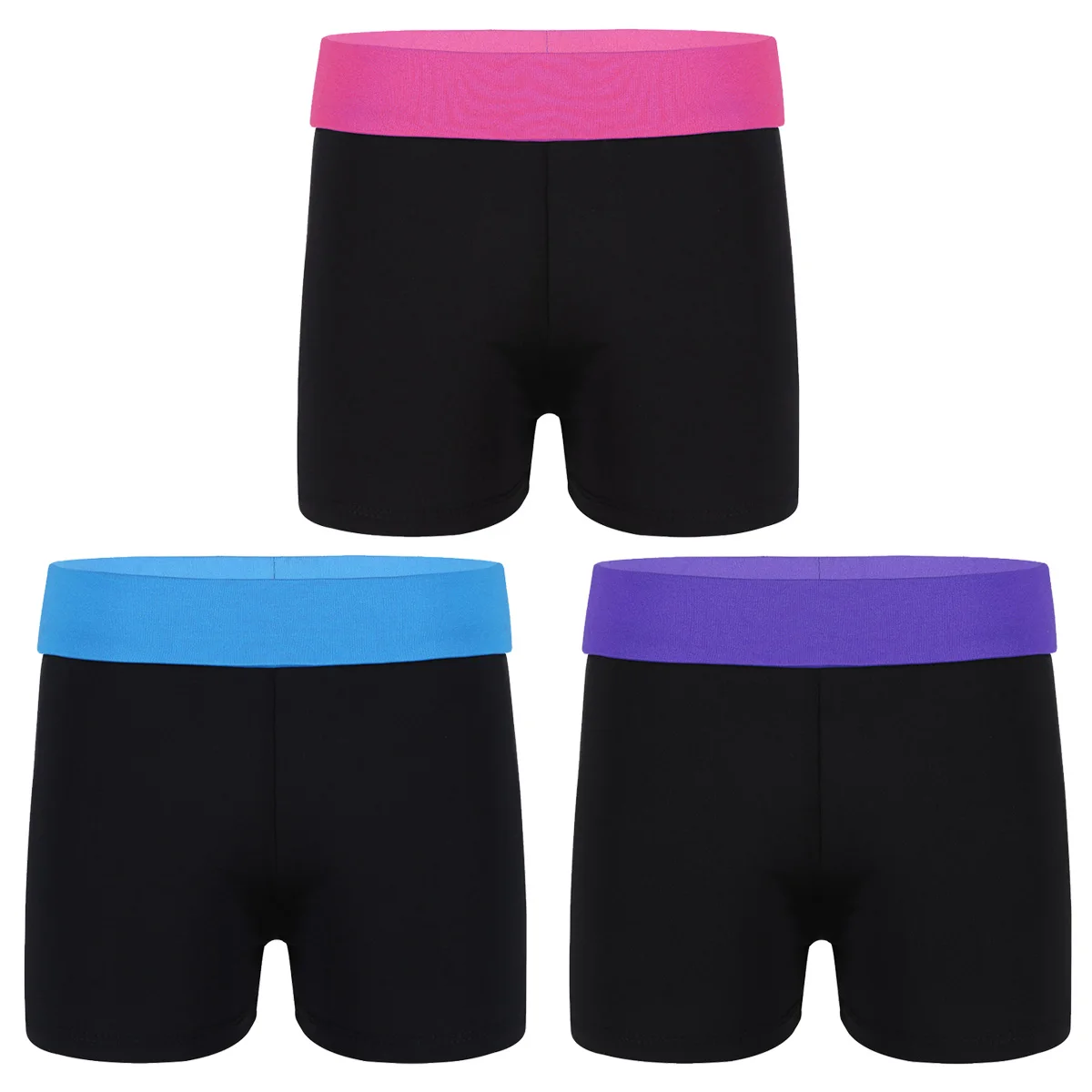 Kids Girls Sports Shorts Bottoms For Dancewear Gymnastic Workout Fitness Summer Wide Elastic Waistband Boy-cut Shorts Activewear