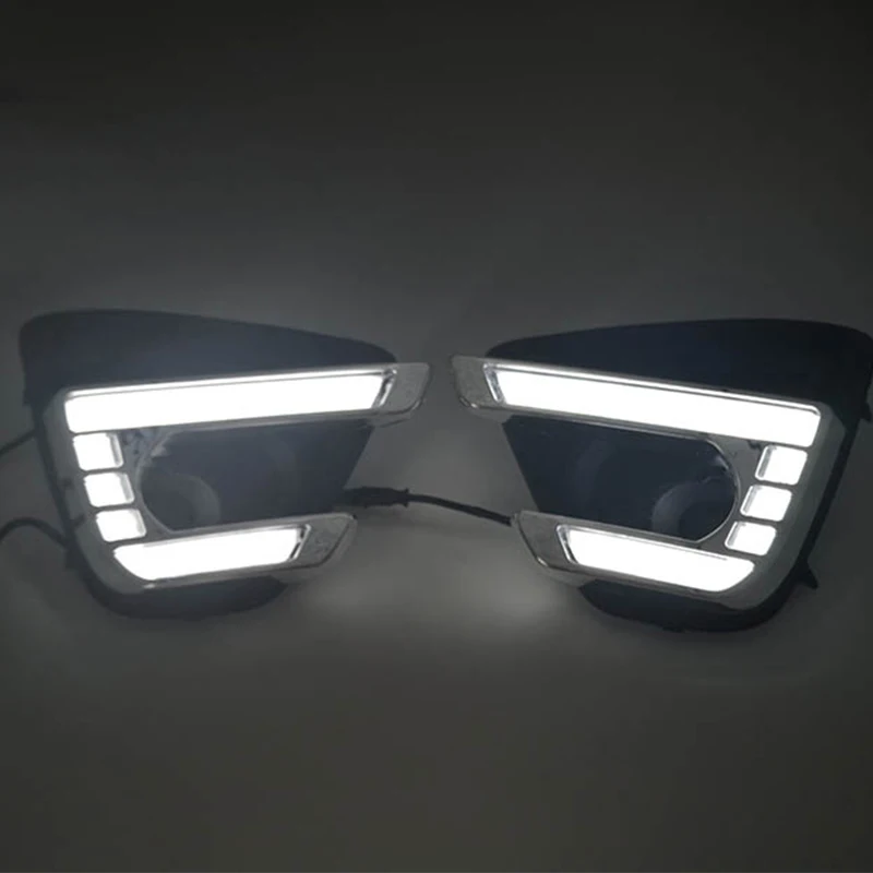 1Pair DRL For Mazda cx-5 cx5 2012 2013 2014 2015 2016 led daytime running light turn signal yellow 12V fog lamp