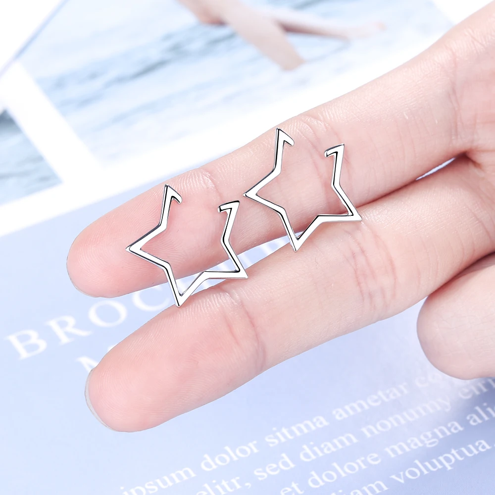925 Sterling Silver Hollow Out Geometric Five-pointed Star Ear Cuff Clip Earring for Women Fine Jewelry Brincos Dropshipping