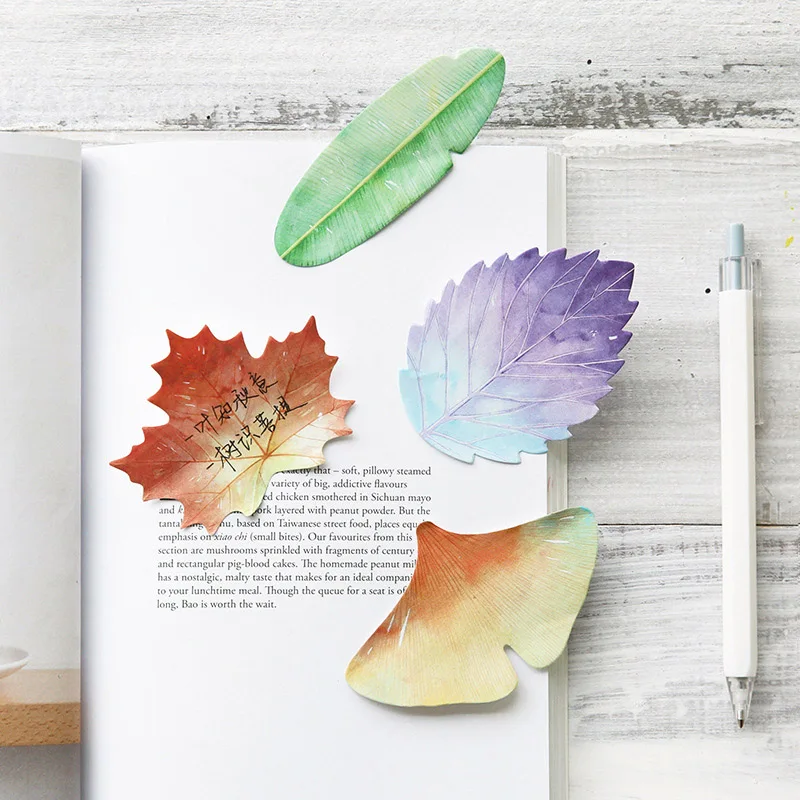 Cute Kawaii Natural Plant Leaf Sticky Note Memo Pad Note Office Planner Sticker Paper Korean Stationery School Supplies