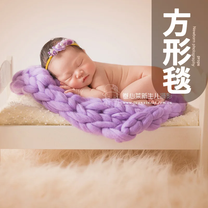

Мягкое шерстяное одеяло ручной вязки для фотосессий новорожденных, наполнитель для корзин, реквизит и аксессуары для фотосъемки новорожденных