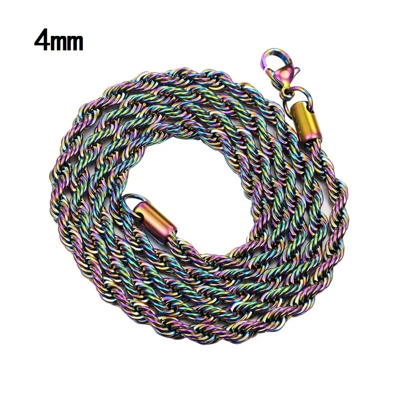 316L Stainless Steel Colorful Basic Link Quench Necklace Men Women Hip Hop Jewelry Cuban Figaro Box Snake Rope Keel Collar DIY