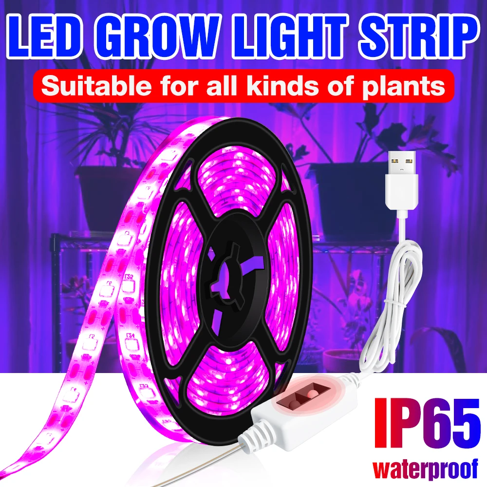 Full Spectrum Plant Grow Light 1M-3M Waterproof Smart Sensor LED Flexible Tape 5V Plant Lamp for Greenhouse Hydroponic SMD 2835