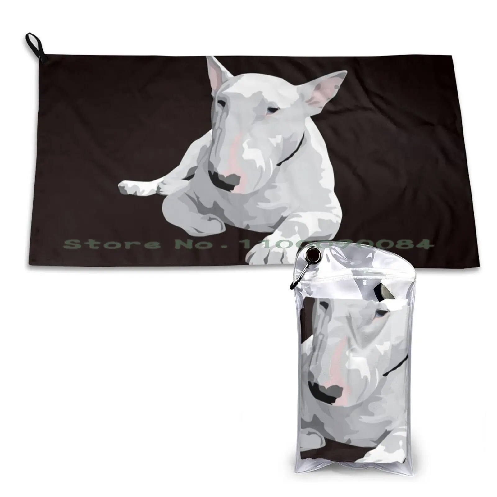 English Bull Terrier Quick Dry Towel Gym Sports Bath Portable English Bull Terrier Dog Soft Sweat-Absorbent Fast Drying Pocket