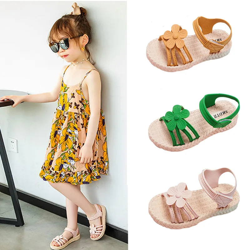 Fashion Princess Flower Children Summer Sandals Big Kids Beach Shoes 2020 Little Girl Student Sandal 3 4 5 6 7 8 9 10 11 12 Year