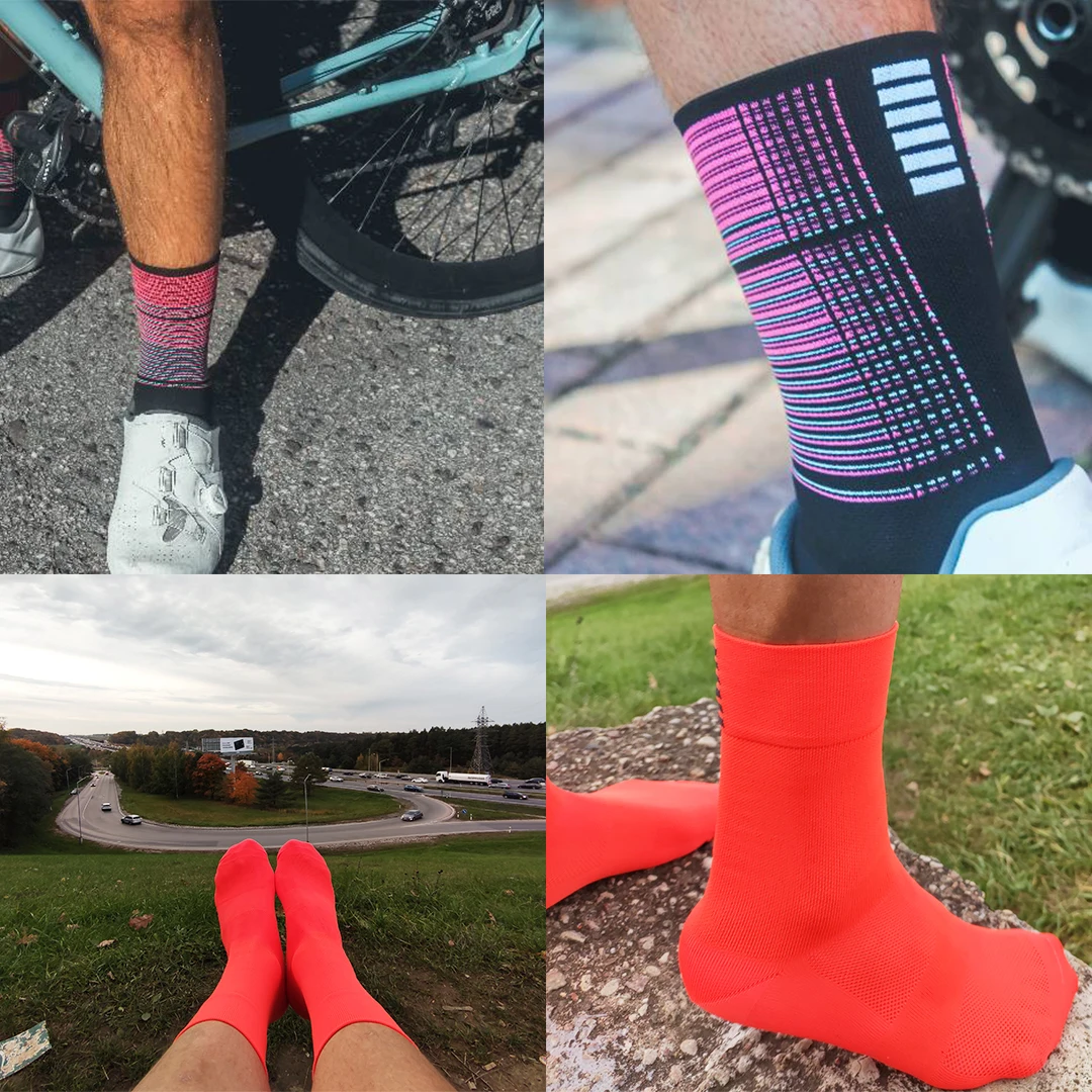 YKYWBIKE 5 Pairs Sports Racing Cycling Socks Set Professional Brand Sport Socks Breathable Road Bicycle Socks Men and Women