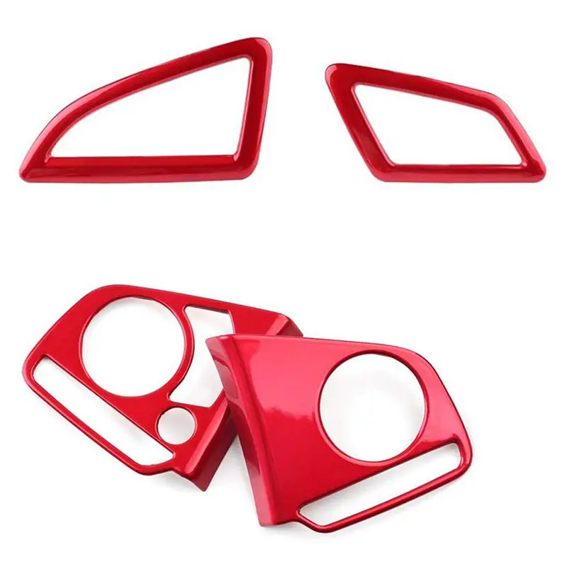 Steering Wheel Button Cover Sticker Trim for 10Th Gen Honda Civic 2016-2020 Red & Dashboard Air Vent Wind Outlet Cover