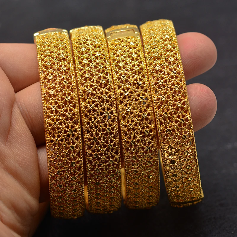 Dubai Kuwait Luxury Gold Color Jewelry Bangles For  Girl friend Ethiopian African Women Dubai Bracelet Party wedding Gifts