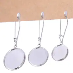 Reidgaller 20pcs Stainless Steel Ear Wire Hooks Findings Fit 12mm 14mm 16mm 18mm 20mm Cabochon Earring Base Setting Blank Trays