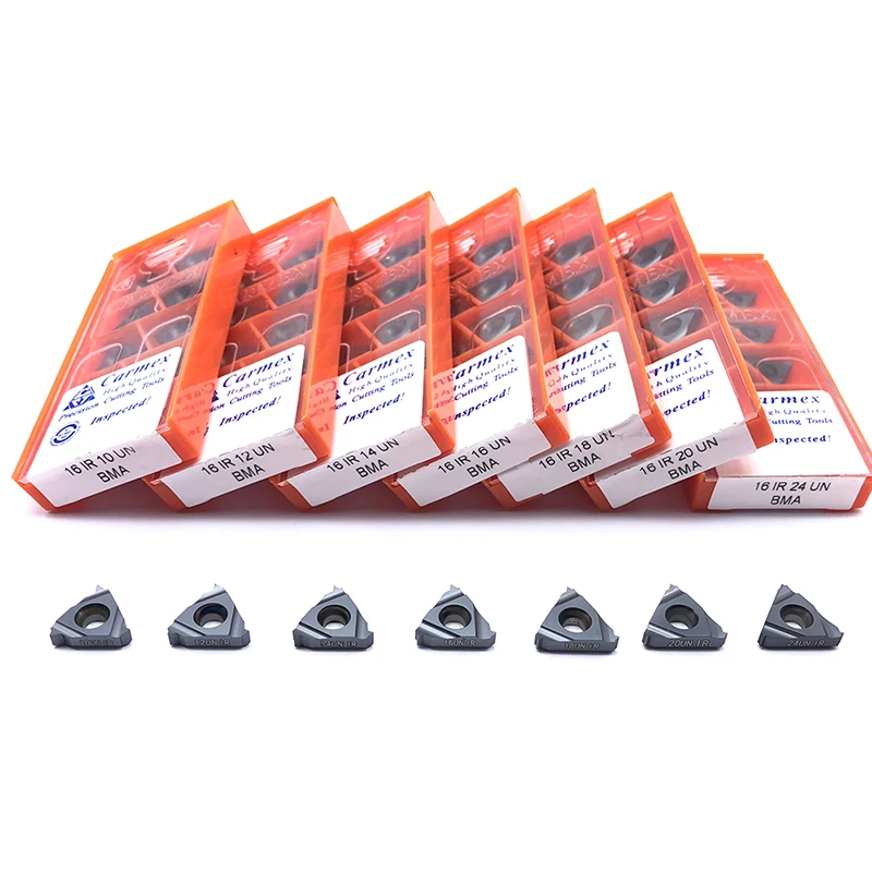 10 stück 16ER 16IR 8UN 10UN 12UN 14UN 16UN 18UN 20UN BMA CNC Hartmetall Einfügen Drehmaschine Drehen CNC Interne Gewinde einsatz Werkzeug