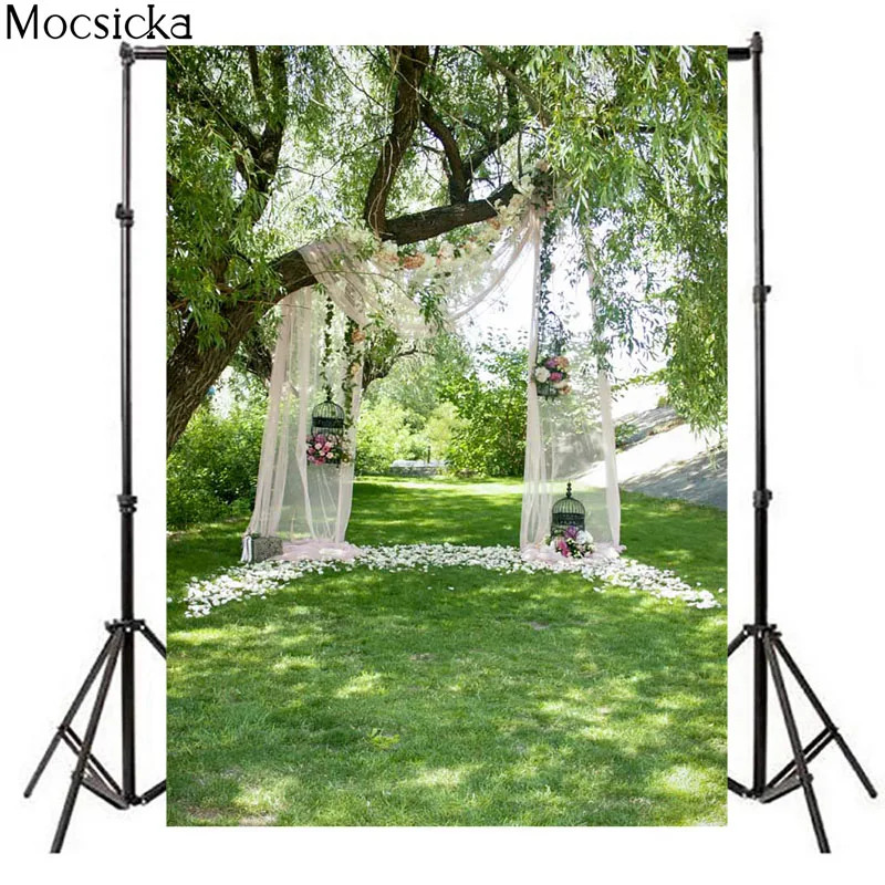 Mocsicka Spring Photography Background Big Tree Wedding Bird Cage Decoration Props Wedding Bridal Shower Photo Backdrop Studio