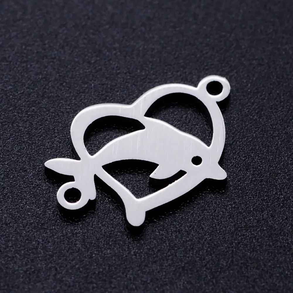 10pcs/lot diy beach sea dolphin turtle stainless steel charm pendant wholesale starfish fish jewelry bracelet connector charms
