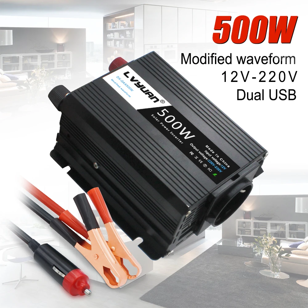 Inverter 12v 220V 500W EU Car Inverter Solar Inverter Inverter For Christmas Webasto 12 volts Inversor12v 220 v Car ac