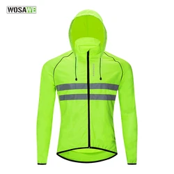 WOSAWE Men's Cycling Jacket Hooded Reflective Vest Wind Coat Windproof MTB Bike Windbreaker Riding Bicycle Cycle Clothing