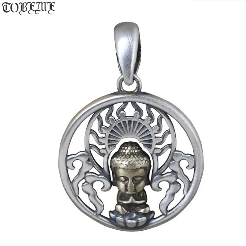 100% 925 Silver Tibetan Pendant 925 Sterling Buddhist Buddha Statue Pendant Tibetan Good Luck Pendant