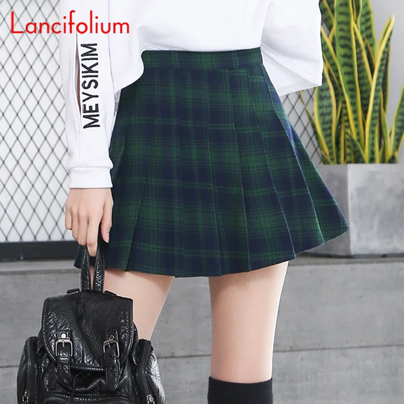 Y2k Hot Sexy Women Green Black Red Plaid Pleated High Waist Ladies Korean Fashion Mini Harajuku Female Plaid E Girl Tennis Skirt