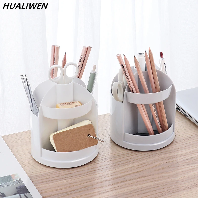 HUALIWEN Pen Holder Creative Large Capacity Desktop Storage Box Pencil Organizer School Stationery