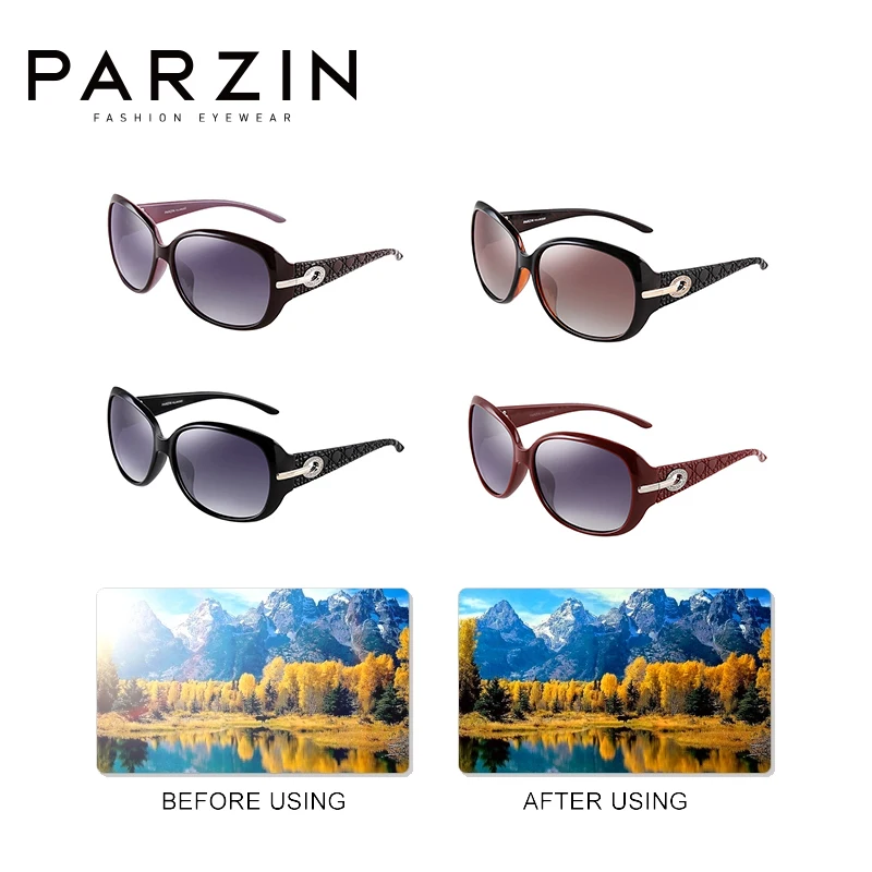 PARZIN Oversized Polarized Sunglasses Women Vintage Oval UV400  Protective Ladies Glasses Retro Fashion Travel Gafas De Sol