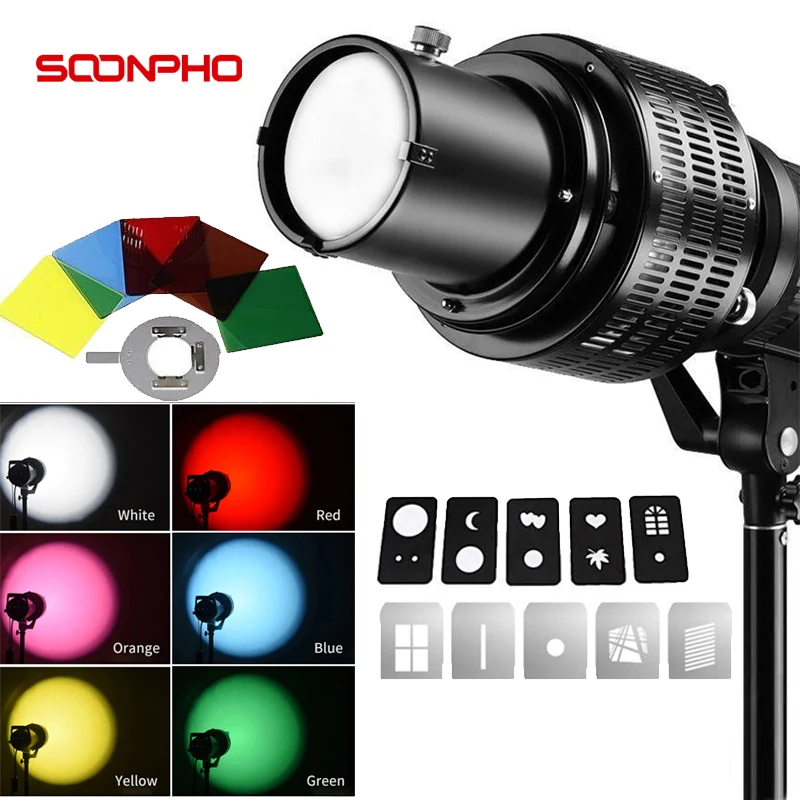 Soonpho Focalize Conical Snoot Optical Condenser Bowens For Photo Studio Art Special Effect Shaped Beam For LED Light Flash Lamp