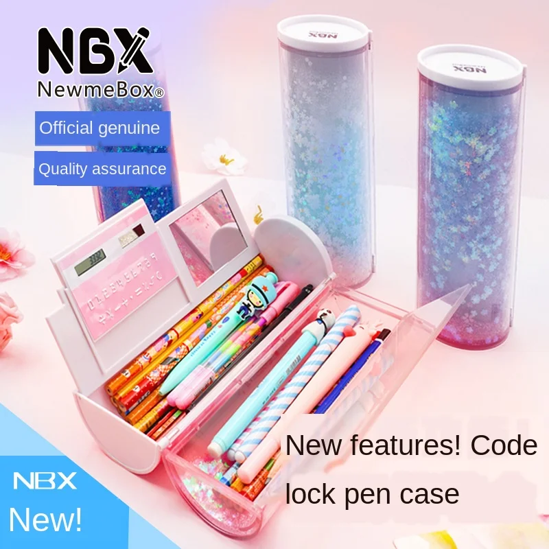 Pencil Case Code Lock Pen Box NBX Password Pencil Case Large Capacity Stationery Box Multi-Function Cylindrical Pencil Box