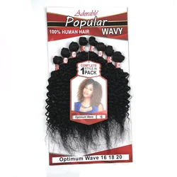 Paquete de traje de Color negro Natural Adorable para mujer negra, rizo rizado, tejido de pelo sintético mezclado de animales, onda óptima de 20 pulgadas, 8 piezas