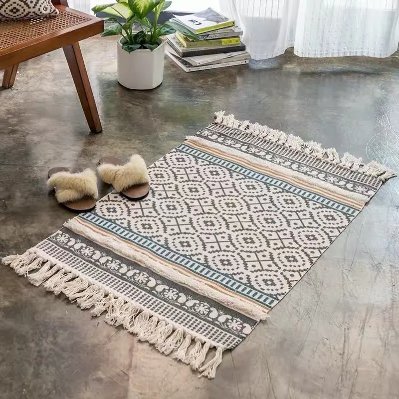 Cotton Rug Modern Nordic Geometric Area Carpet Home Tapetes Living Room Decoration Floor Mat Door Mats Rugs Hotel Decor 60x90cm