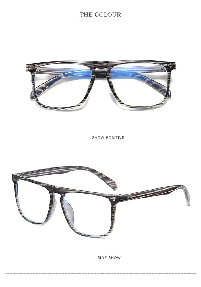 Blaulichtblockierende quadratische Myopie-Brille, fertig, Unisex, Retro, schwarzer Rahmen, verschreibungspflichtige Brille für Studenten, 0–0,5–0,75 bis –6,0 – Detail 12