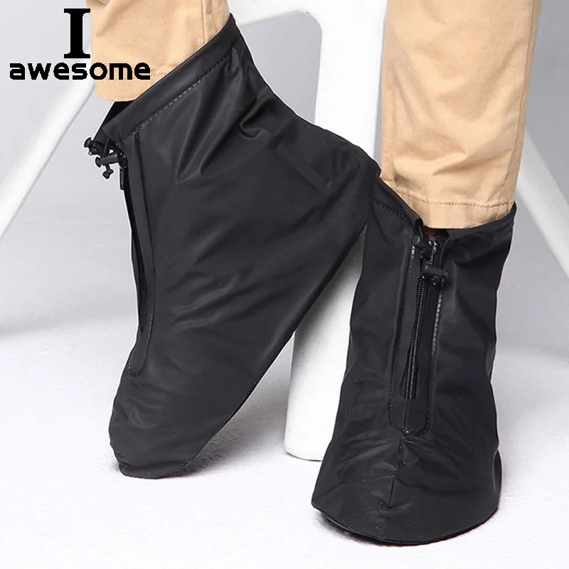 Rain Shoes Covers Waterproof Reusable Rain Boots Covers Unisex Anti-skid Elastic Zipper Thicker Overshoes Shoes Accessories 2024