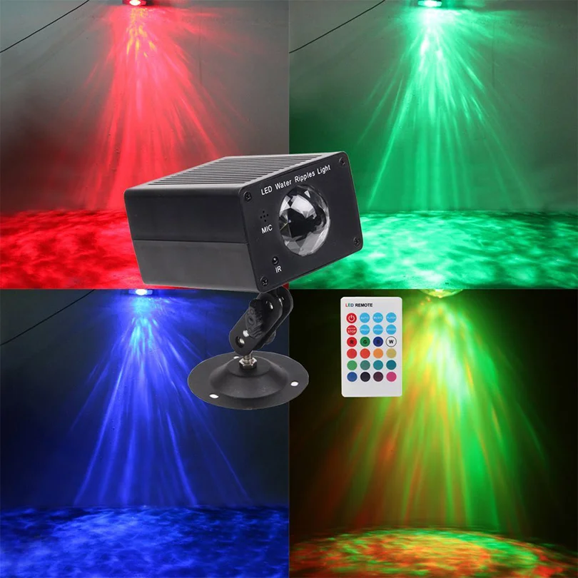 9W 16 Colors RGB LED Water Wave Ripple Effect Stage Lighting Christmas Party Dj Show Pattern Laser Projector Ocean Wave Light