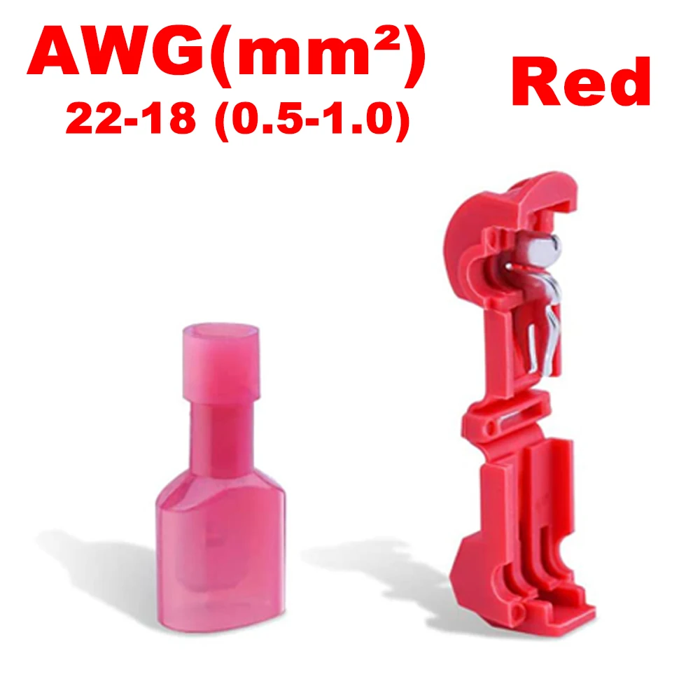 Red Electrical Wire Connectors T-Tap Quick Splice Insulated Connector 22-18AWG Cable Connectors Cable Terminal Combo Kit