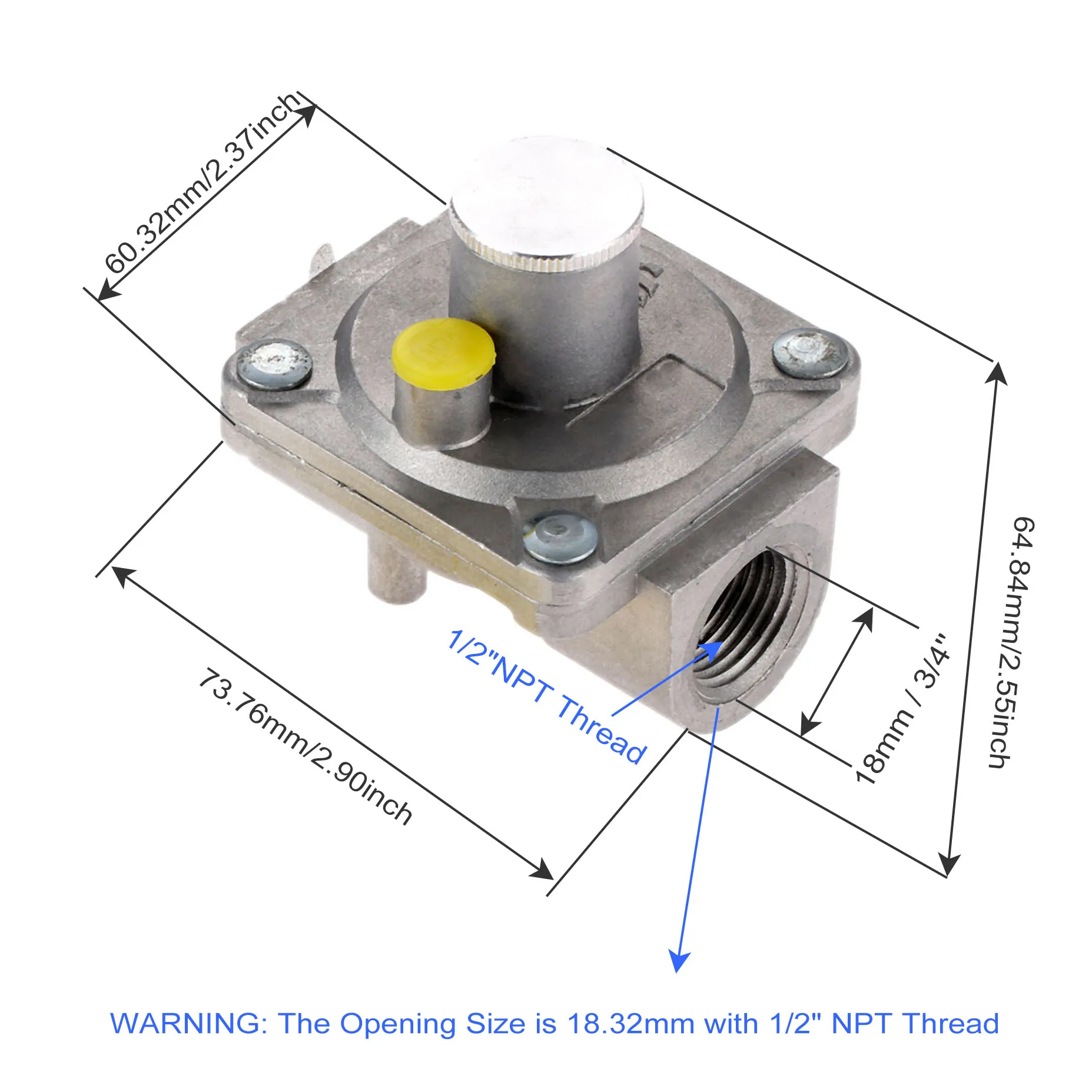 1pc 1/2 regulator regulator regulador de pressão de gás natural npt 5 "reguladores altos btu da gama da coluna de água com linha de gás fita da linha de rosca da tubulação