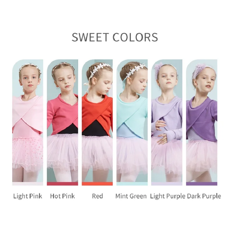 الأطفال ملابس الرقص الفتيات ممارسة الملابس الخريف والشتاء طويلة الأكمام شال سترة الأطفال المخملية سميكة الدافئة صدرية