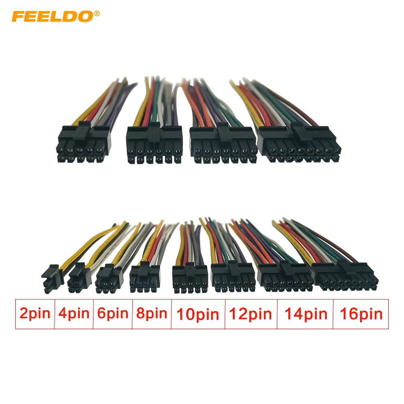 FEELDO Black Universal Car Wire Harness Connector 4Pin-24Pin Head Into Car DVD CD Radio Stereo Wire Plug Adapter