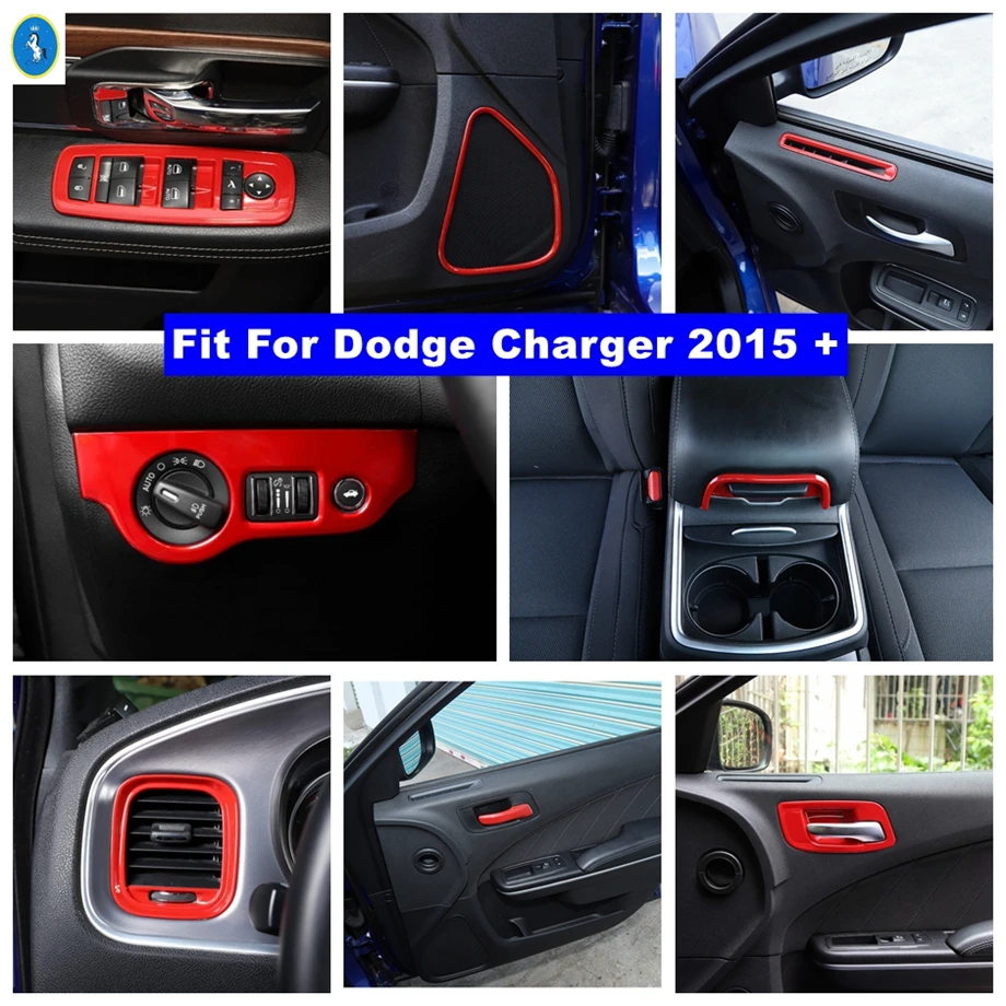 

Red Door Speaker / Handle Bowl / Air AC / Head Lamps / Armrest Box Switch Cover Trim For Dodge Charger 2015 - 2021 Accessories