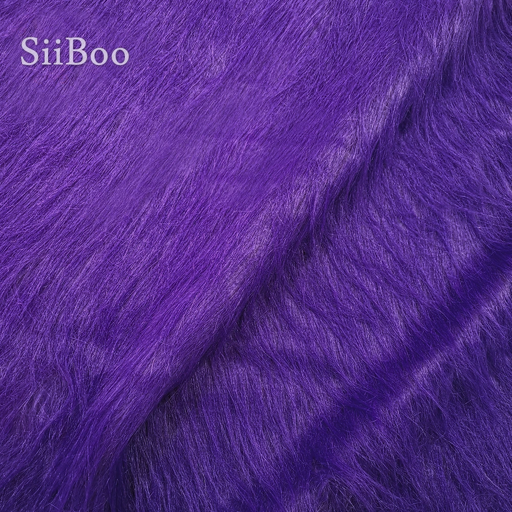 Luxury purple 9cm plush faux fur fabric for winter coat vest stage cosplay decor long fur fabric tissue DIY 150*50cm 1pc SP5419