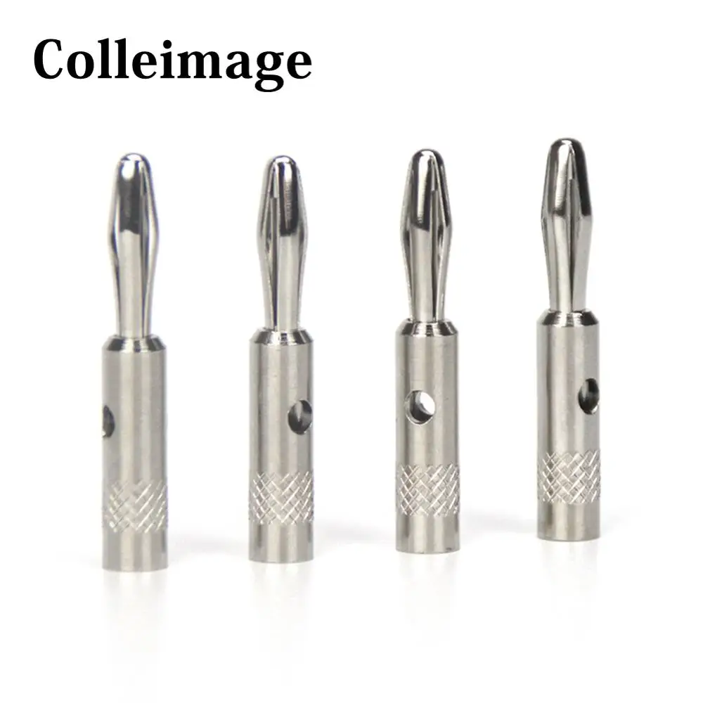 Colleimage  4pcs Rhodium Plated Banana Audio Plug Plated Banana Audio Plug Speaker Cable AMP CD DV Player Speaker Audio Cable