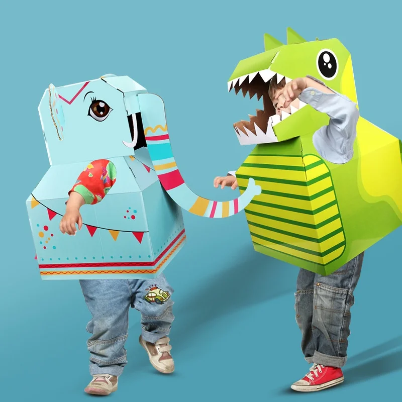 Children'S DIY Dinosaur Carton Wearable Model Wearable Animal Clothes Cute Role Playing Kids Gift Performance Props Creative Toy