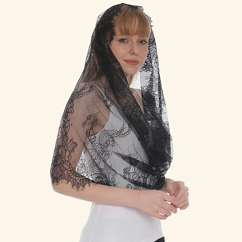 Hijab Scarfs For Women Church Lace Mantilla Catholic Church Chapel Veil Head Covering Latin Mass Spanish Mantillas M6CD