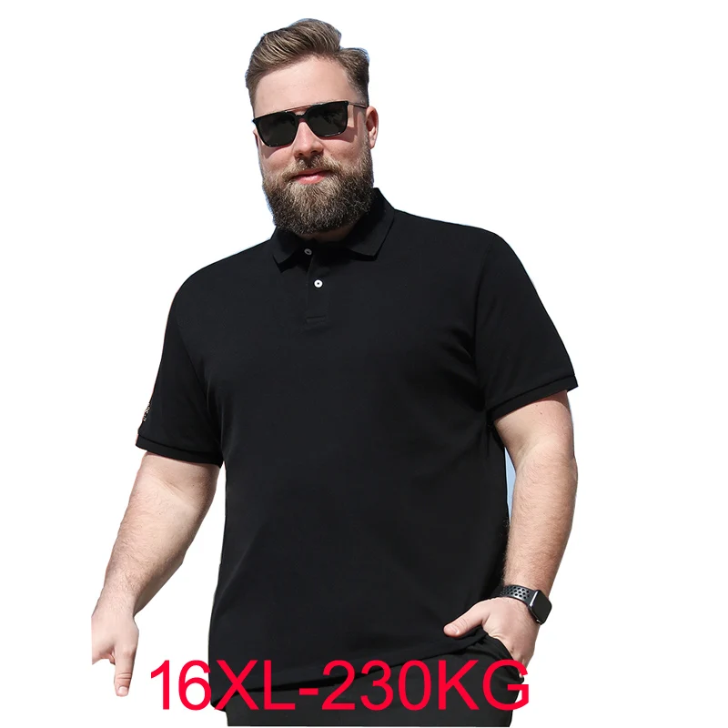 Men plus size big summer Shirts simple 10XL 12XL 16xl 15xl cotton short sleeve tees loose 58 60 62 64 casual shirt tops Black