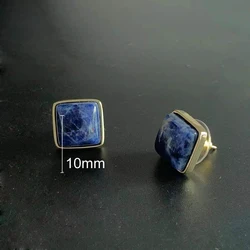 FFGems 100% Natural Stone Blue Soda Amethyst Rose Quartz Earring Square 8mm Gold Plated Fine Jewelry For Women Gift Wholesale