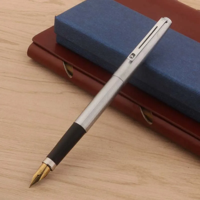 Classic Yong Sheng 500 Fountain Pen Stripe Wave Stainless Steel Retro Style Nib Stationery School Supplies Golden Ink Pens