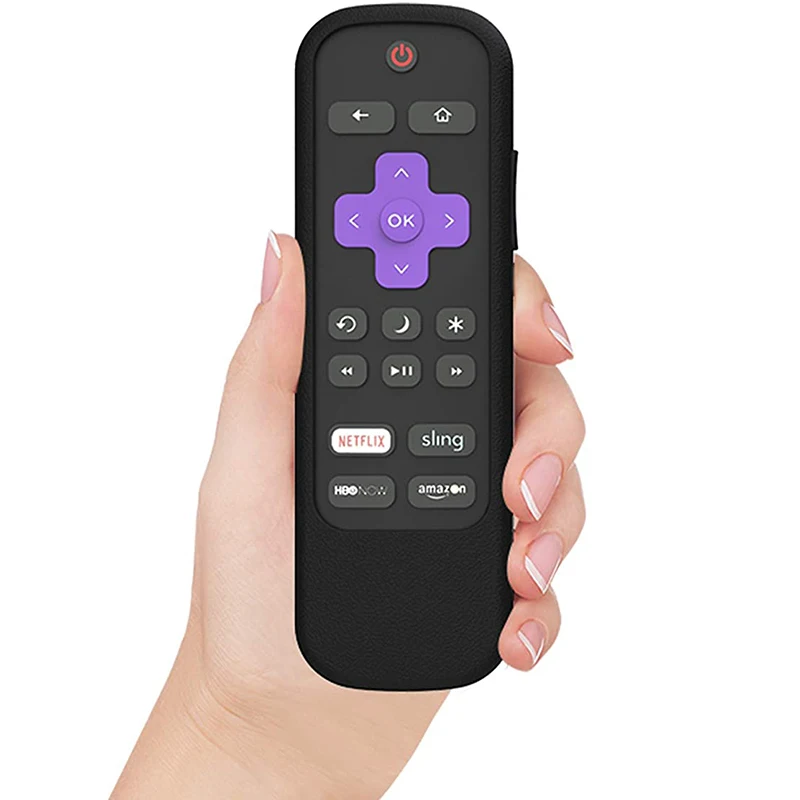 Silicone Case Cover for Roku Voice Remote RCAL7R/ Sharp Roku TV Voice Remote with Power and Mute Button Anti-Lost with Loop