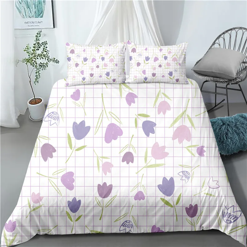 Simple printed bedding set home textile King queen size duvet cover set quilt cover 3pcs comforter set