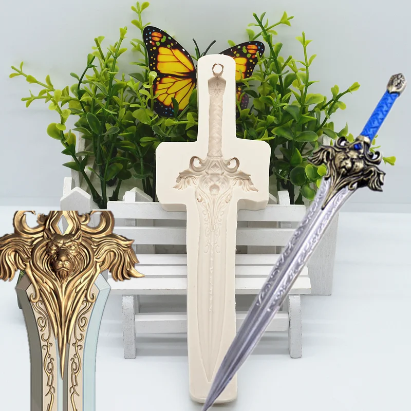 Long Sword Silicone Mold Kitchen Resin Baking Tool DIY Cake Pastry Fondant Moulds Chocolate Dessert Lace Decoration Supplies